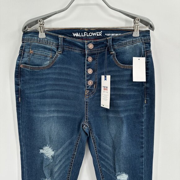 Wallflower The Flirty Curve High Rise Stretch Jeans size 9 29 Distressed Crop - Picture 2 of 11